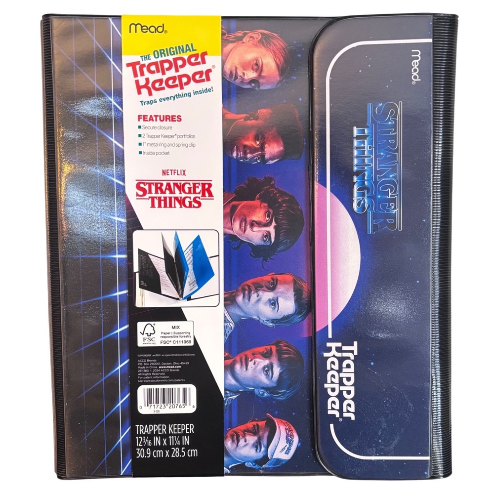 Mead Stranger Things Trapper Keeper 1 Inch Binder with‎ 2 Portfolios Retro 80s